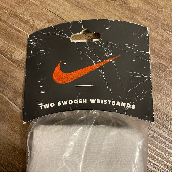 Vintage New Nike Swoosh Terry Wristbands Old Stock Package White Blue Pair Sweat - Picture 2 of 5
